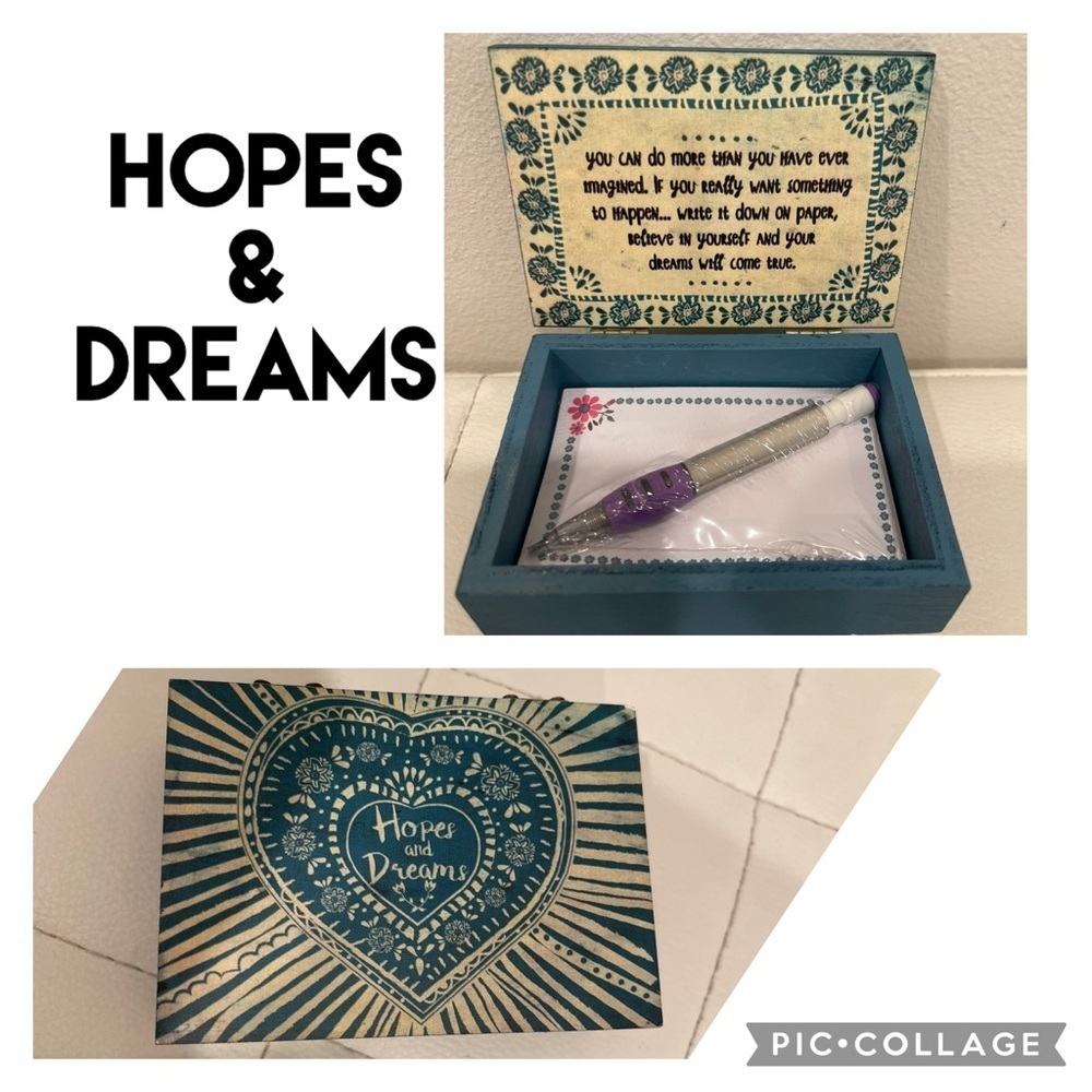 Hopes and Dreams box with notes/pen